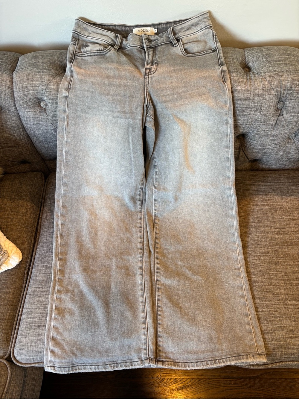 Hidden Jeans Light Gray Wide-Leg Mid Rise Jeans Size 26